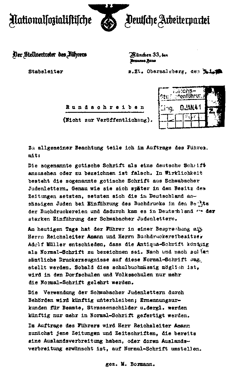 Der Bormann-Brief im Original